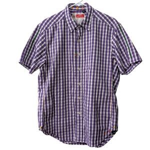 Robert Graham "The Freshly Laundered Shirt" Purple Gingham Short Sleeve Men's M